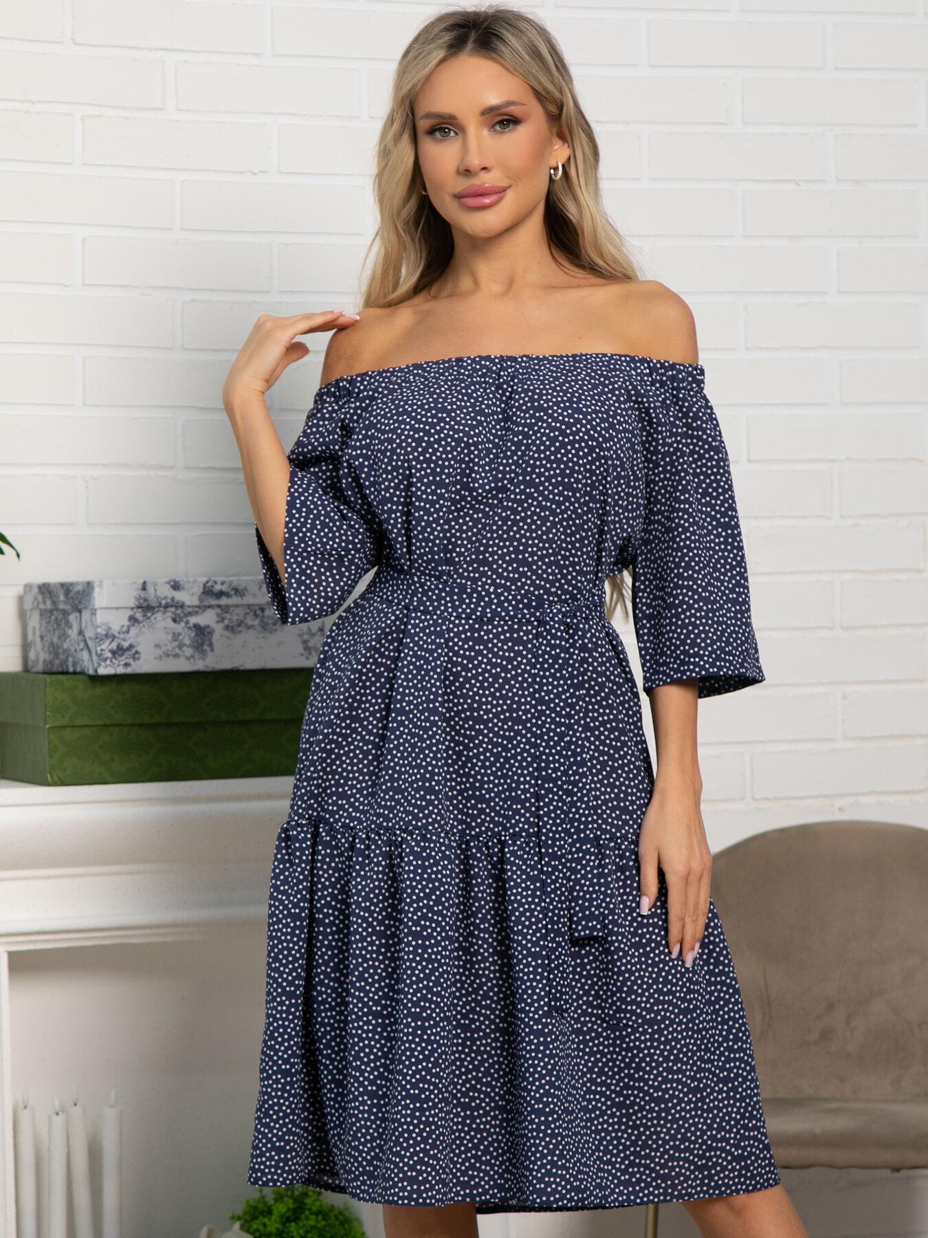 Платье с поясом Дафна (синее) П15523-8М