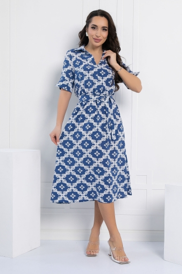 Платье Франческа НЬЮ (бело-голубое) П13000-18М