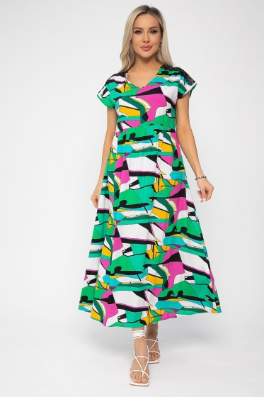 Платье Летние деньки (зелено-розовое) П13651-18М