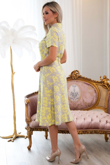 Платье Эмили (серо-желтое) П13043-45М