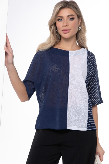 Блуза "Стильный замысел" (сине-белая) Б9039