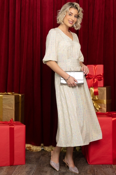 Платье праздничное Мадлен (белое золото) П14603-18М