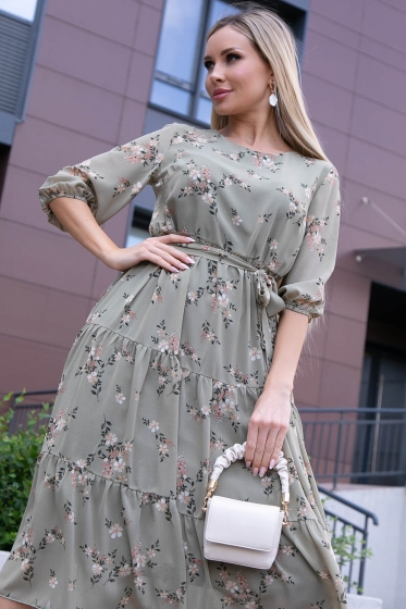 Платье "Виталина" (олива) НЬЮ П6073