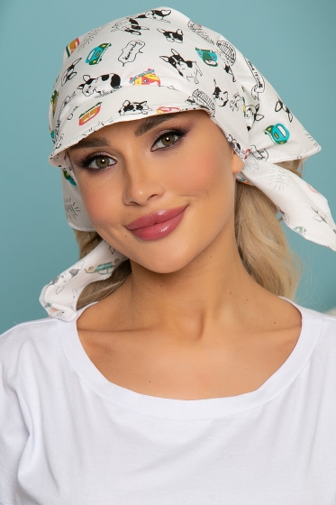 Косынка с козырьком (бульдожки, белая) КК7