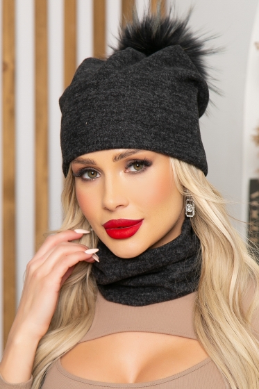 Комплект шапка и снуд (темно-серый) ШПС7