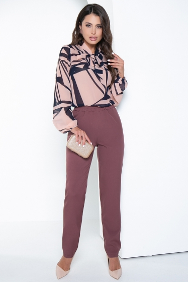 Блуза "Мэри" (пудра, геометрия) Б2626