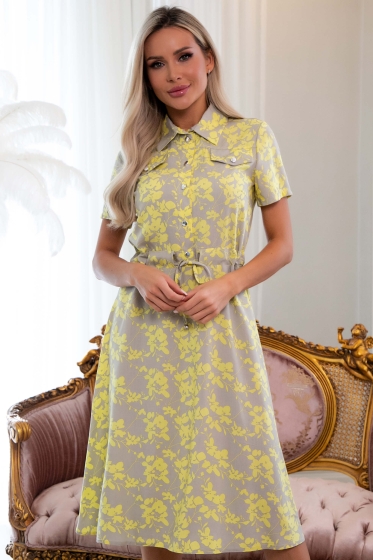 Платье Эмили (серо-желтое) П13043-45М