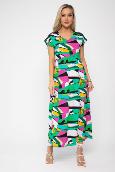 Платье Летние деньки (зелено-розовое) П13651-18М