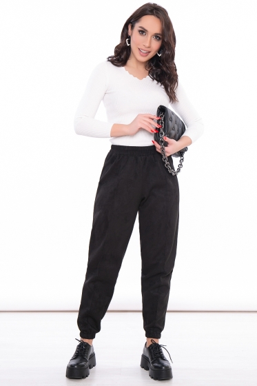 Джоггеры из замши (блэк) Б3048