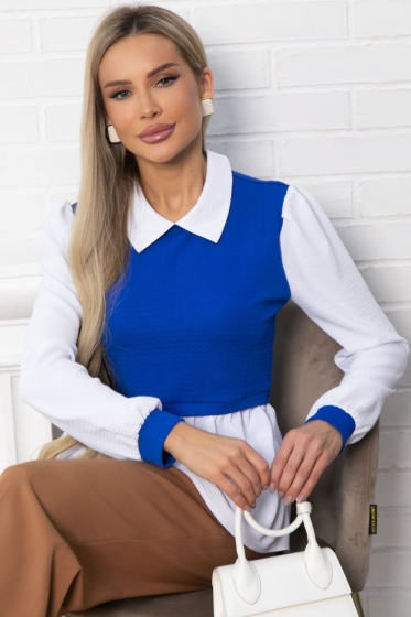 Блуза Жозетта (василько-белая) Б14840-3М