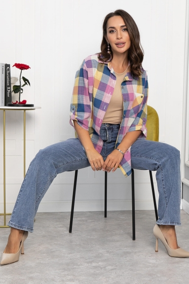 Рубашка Аланта НЬЮ (желто-розовая) Б14037-18М