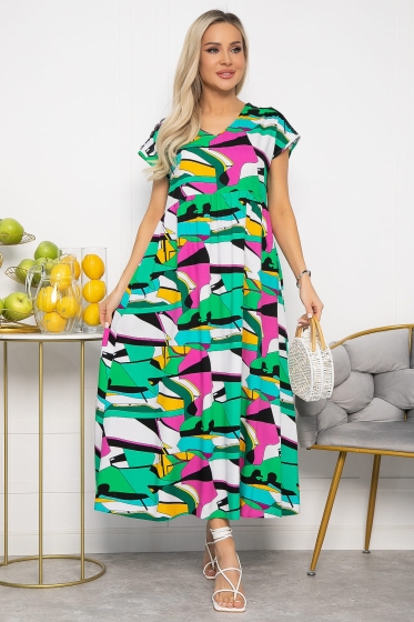 Платье Летние деньки (зелено-розовое) П13651-18М