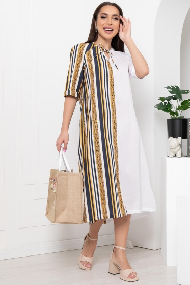 Платье "Нежное послание" (вайт/горчица) П5967