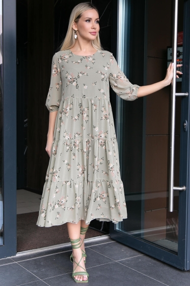 Платье "Виталина" (олива) НЬЮ П6073